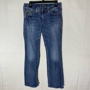 Vintage Y2K Silver Jeans Suki Flap 17” Low Rise Straight Leg Jeans 29 Western